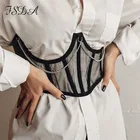 Короткий топ FSDA, сетчатый, черный, на шнуровке, летний, вечерний, 2021 см., корсет без рукавов