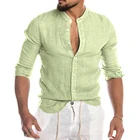 Мужская Летняя крутая дышащая рубашка из хлопка и льна, Повседневная рубашка для мужчин