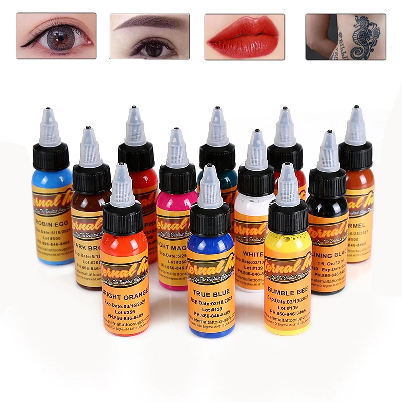 30ml/ Bottle Tattoo Ink Set Microblading Permanent Makeup Tattoo Pigment 14PCS Cosmetic Tattoo Paint Eyebrow Eyeliner Lip Body