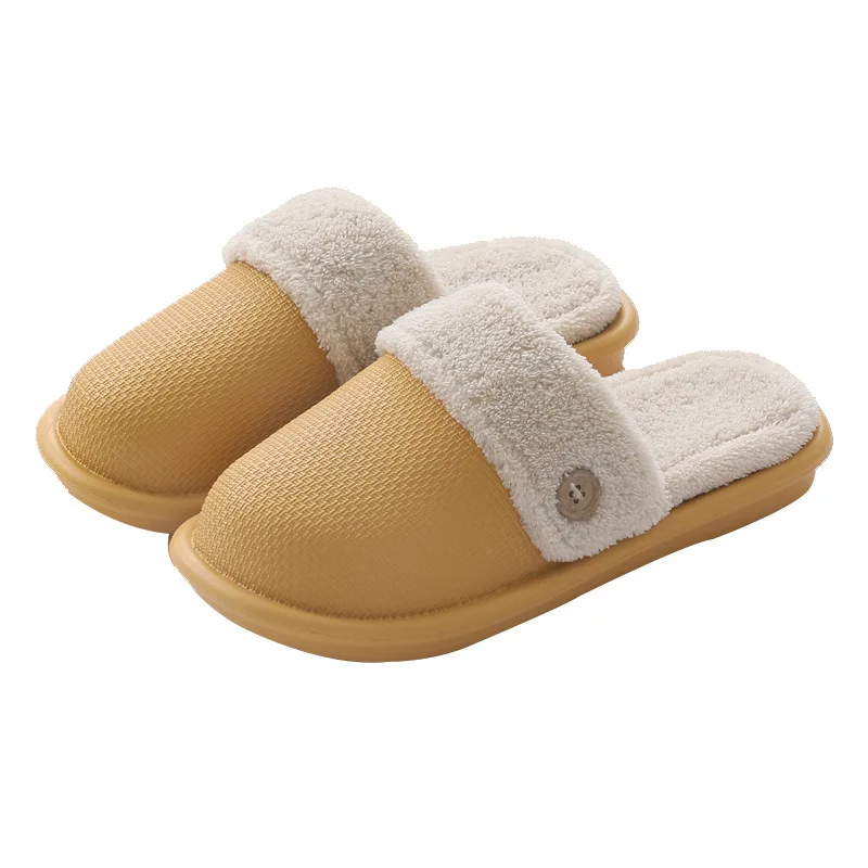 New Autumn and Winter Cotton Slippers Female 2021 Coral Fleece Warmth Waterproof Non-slip Detachable Lining Indoor Home Shoes