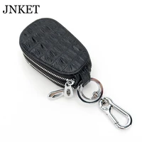 jnket new crocodile pattern keychain bag cow leather key case double zipper key bag hanging key holder