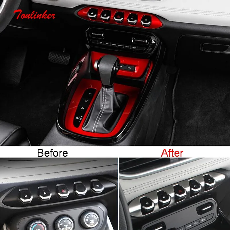 Tonlinker Interior Car Center Console Panel Covers for Chevrolet CAPTIVA 2019-20 Car Styling 1PCS Stainless steel Cover stickers