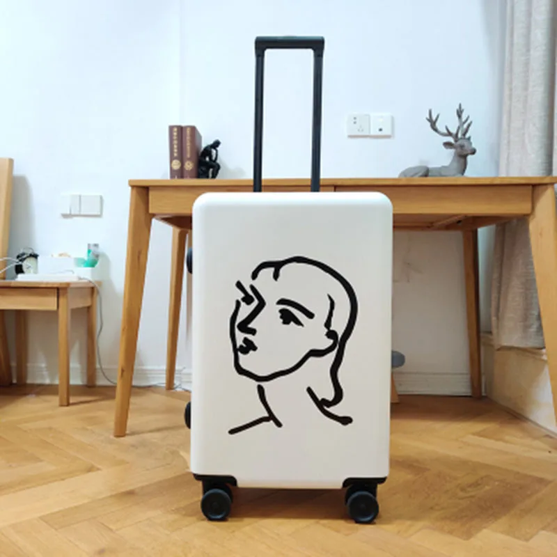 

White Suitcase Ins Net 20 "24" 26 "28" Valise Maquillage Silent Wheel Sac De Voyage