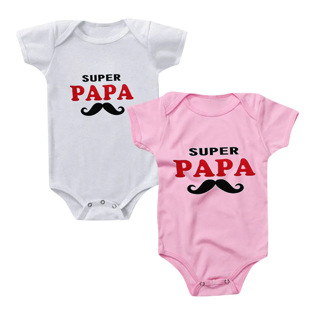 Одежда для новорожденных комбинезон с короткими рукавами и надписью I Love Papa Mama