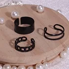 Купи 1 получи 2  3 шт. черные кольца для женщин из нержавеющей стали крутой Регулируемый ювелирный набор для мужчин Бесплатная доставка anillo hombre