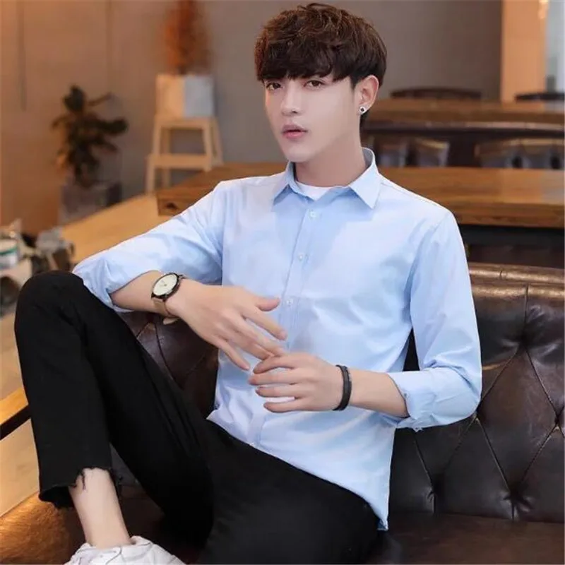 Модная Роскошная формальная Мужская классическая рубашка с длинным рукавом не