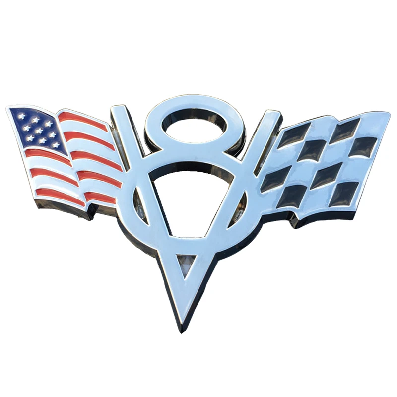 AQTQAQ 1 шт. 3D металлическая V8 Флаг США мото наклейка с логотипом на автомобиль