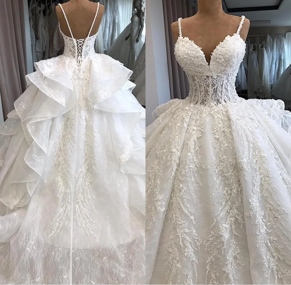 Роскошное бальное платье Robe de mariee свадебные платья с V-образным вырезом и