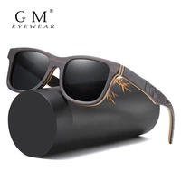 gm polarized sunglasses women men layered skateboard wooden frame square style glasses for ladies eyewear in wood box s5832