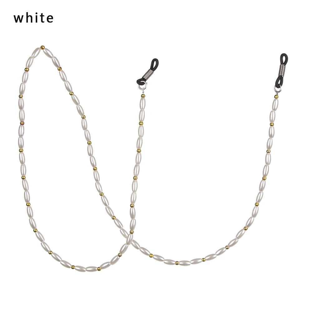 2-white 1 шт. 61/70 см однотонные Цвет украшенный бисером цепи прелестные модные туфли Для женщин очки с эластичной лентой браслеты с подвесками уникальный дизайн, аксессуары для глаз, солнцезащитные очки, подарок - Цвет: 2-white