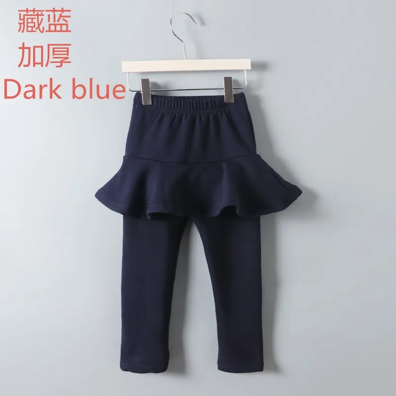 Thicken Dark blue Осенние хлопковые детские штаны леггинсы для малышей зимние Утепленные штаны для малышей штаны для девочек леггинсы юбка-брюки для девочек теплая одежда - Цвет: Thicken Dark blue
