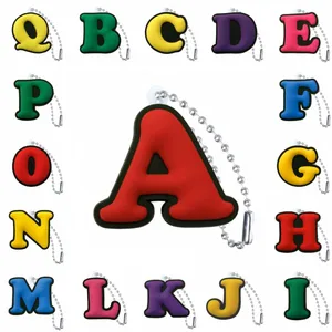 Брелок для ключей из ПВХ, цепочка в виде шара, цветная брелок на ключи в форме буквы, подарок на Рождество, безделушка, 1 шт.