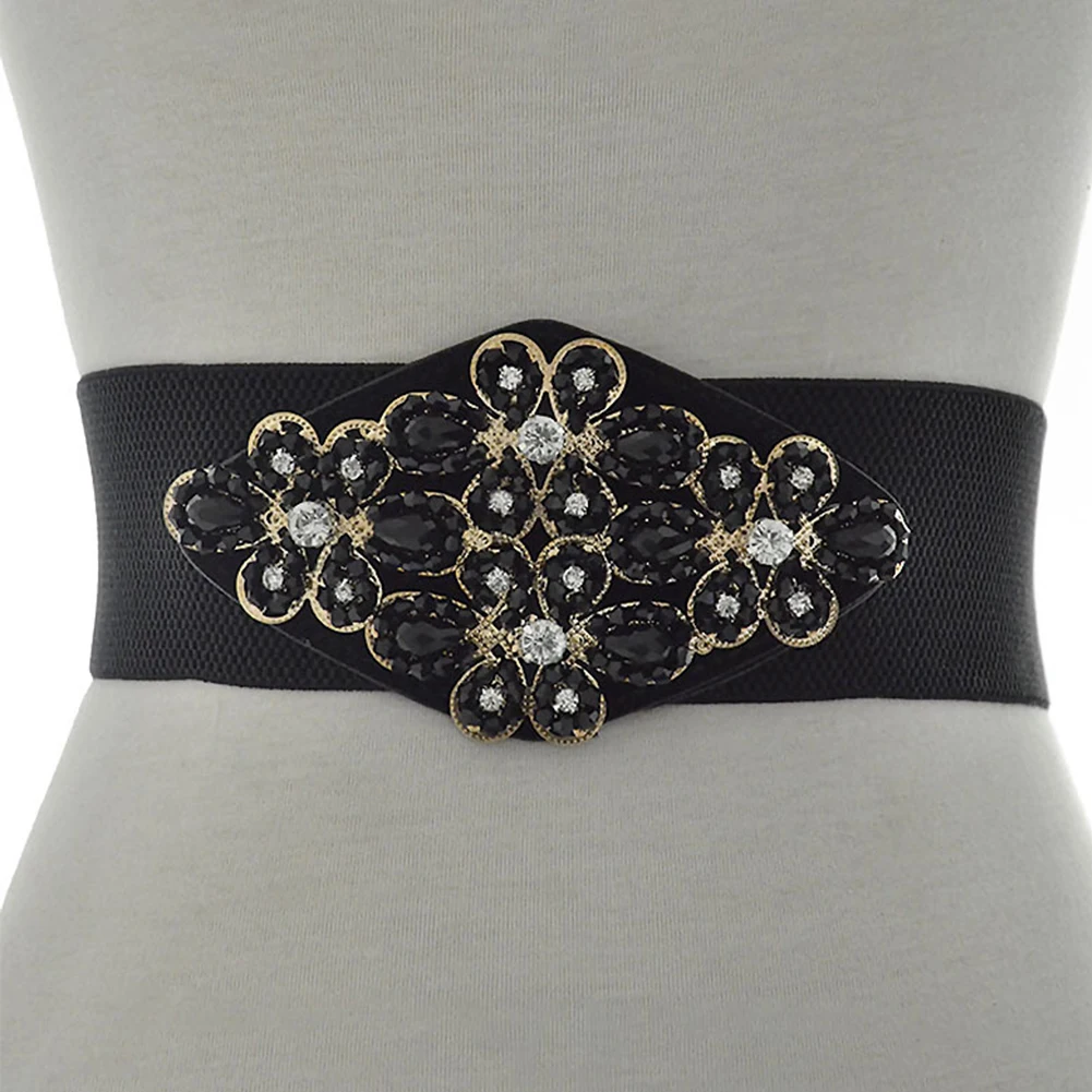 Женский пояс Ручной Работы Стразы с цветочным принтом широкий эластичный |