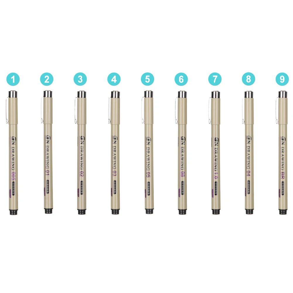 Pigment Liner чернила маркер для белой доски 0,05 0,1 0,2 0,3 0,4 0,5 0,8 1,0 различных наконечников ручка черная тонкая ручная роспись эскизов ручки с кисточками