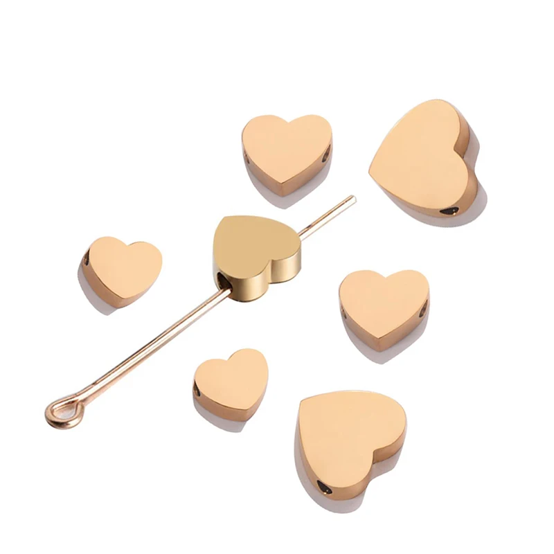 Бусины из нержавеющей стали в форме сердца для изготовления ювелирных