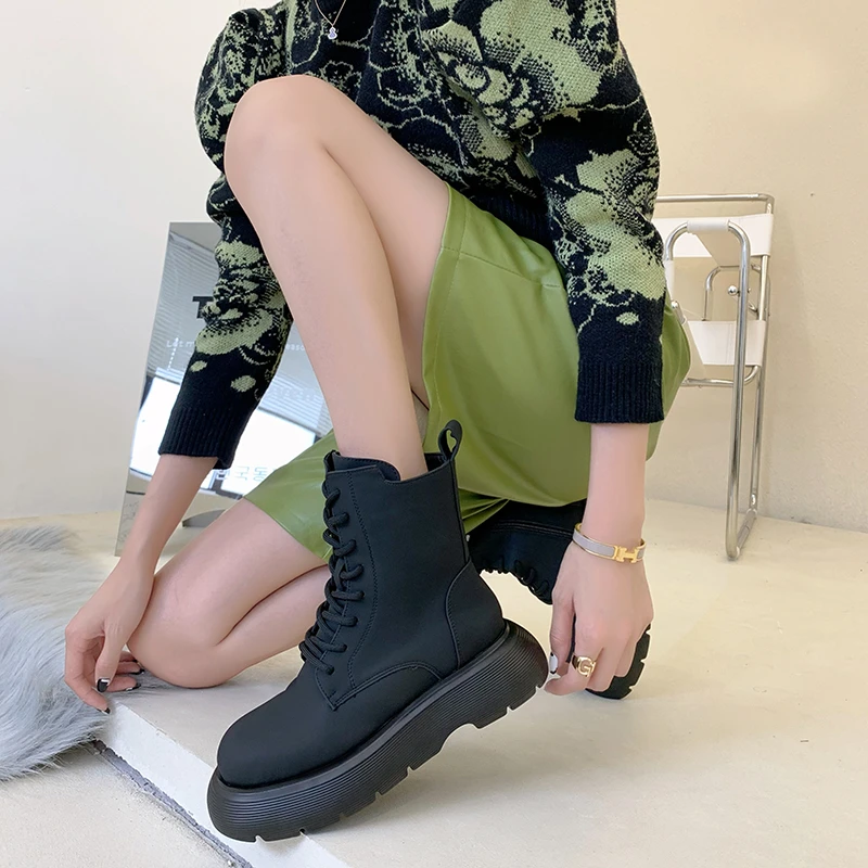 Autumn Boots Women's Shoes Women's Shoes Fashion Round Leather Ankle Boots 2021 New Winter Stretch Gray Boots Comfortable Boots