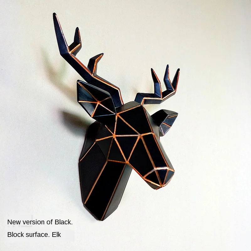 

Geometric Animal Deer Head Statue Wall Decoration Wall Hanging Creative Living Room Bar Wall Hanging Lucky Deer Wall Decoration