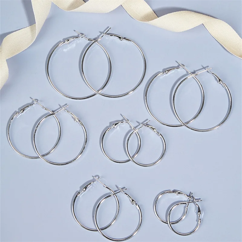 

Large Circle Earrings Simple Temperament Needle Classic Fashion Earrings Set pendientes aro pendientes