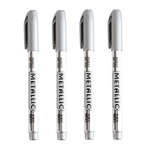 4pcssilver Hethrone 4 шт золотые Маркеры Ручка для рисования Перманентная металлическая краска ручка масляная краска принадлежности маркеры металлическая ручка для граффити DIY подарки - Цвет: 4pcssilver
