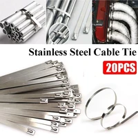 20pcs multi purpose self locking cable metal zip ties stainless steel cable twist ties locking metal zip exhaust wrap coated