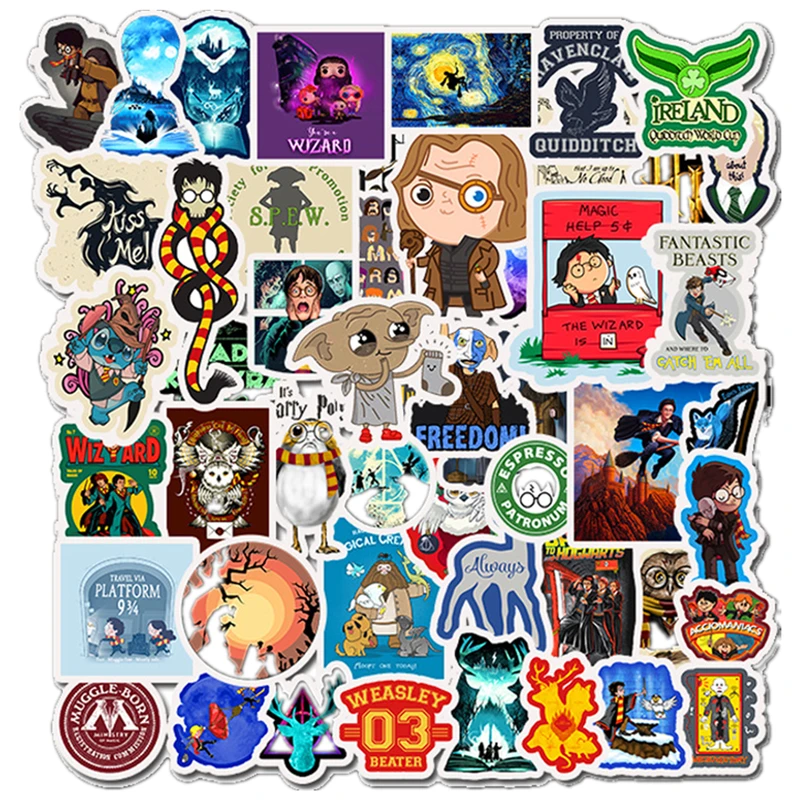

50Pcs Movie Harri Potterep Sticker Funny Anime Waterproof for Phone Laptop Scrapbook Scooter for Children Classic Toy