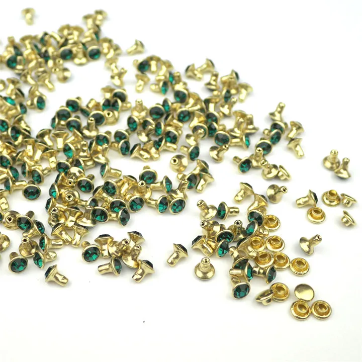 Green Rivets 30/50/100, партиями по 6 комплектов мм с украшением в виде кристаллов заклепки из горного хрусталя шипы Сделай Сам кожевенное ремесло инструменты металлическими заклепками и аксессуары в стиле Панк Стразы Nieten halal лак для ногтей - Цвет: Green Rivets