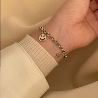 s925 sterling silver original design rock style personality old style thai silver six pointed star smiley face silver bracelet