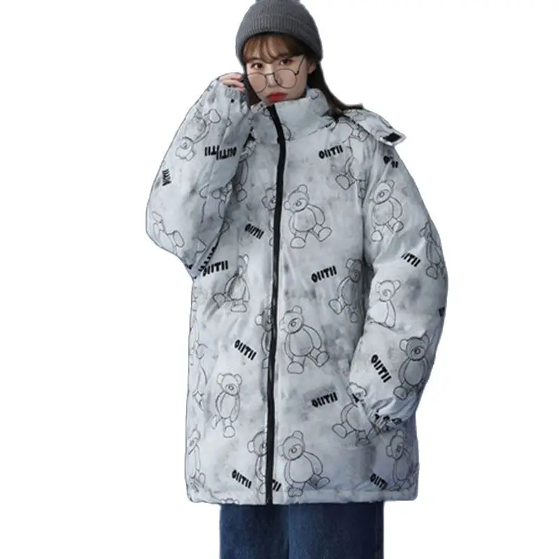 

Puffer Jacket Women's Winter New Plus Size Long Cotton Coat 2021 Fashion Printed Hooded Women Parkas Thick Warm Loose Outwear