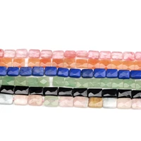 high quality 8x12mm natural stone faceted rectangle shape necklace bracelet jewelry diy gems loose beads 15 inch wk10