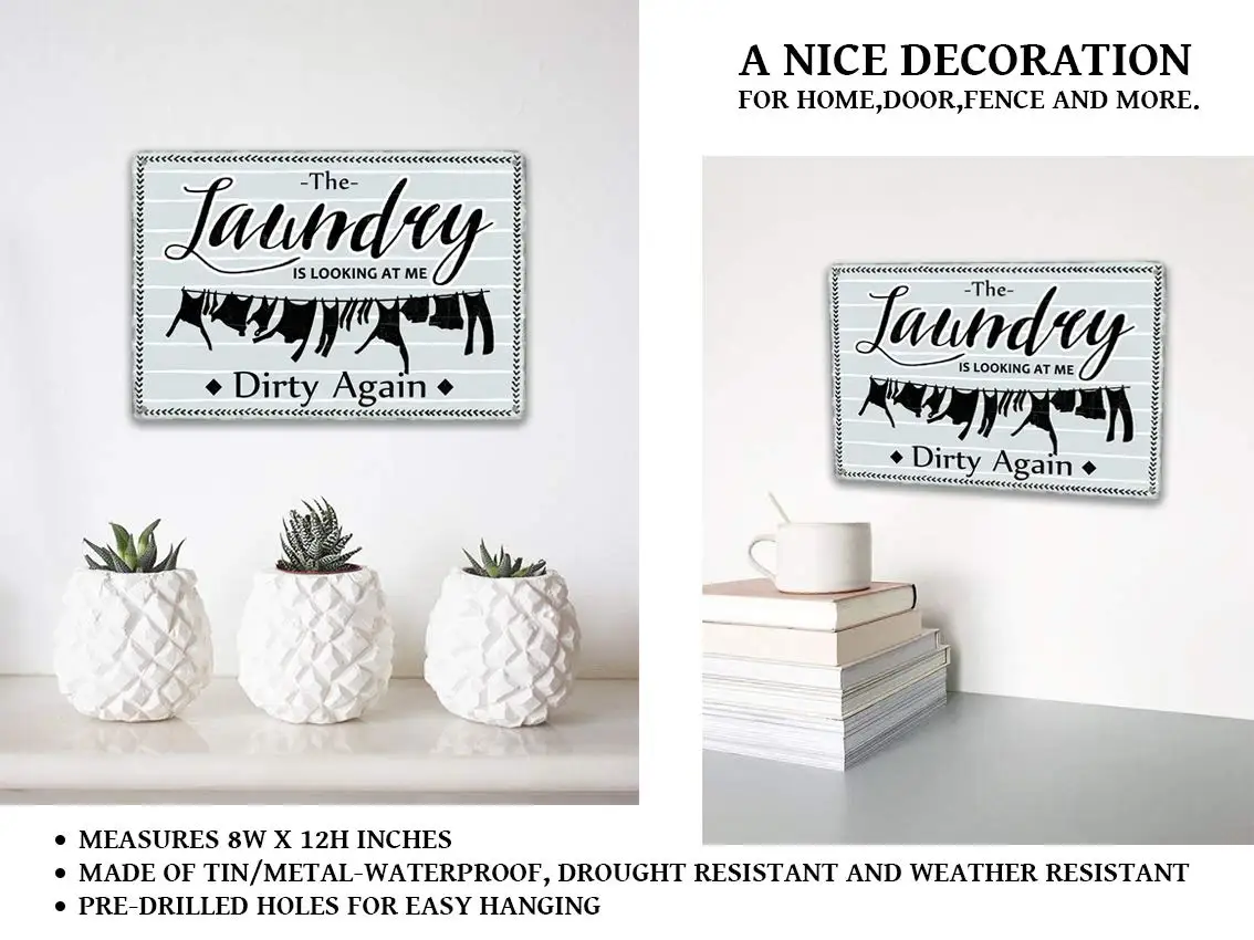 Стирка смотрит на меня грязный снова Металл 20 х30 см винтажное украшение