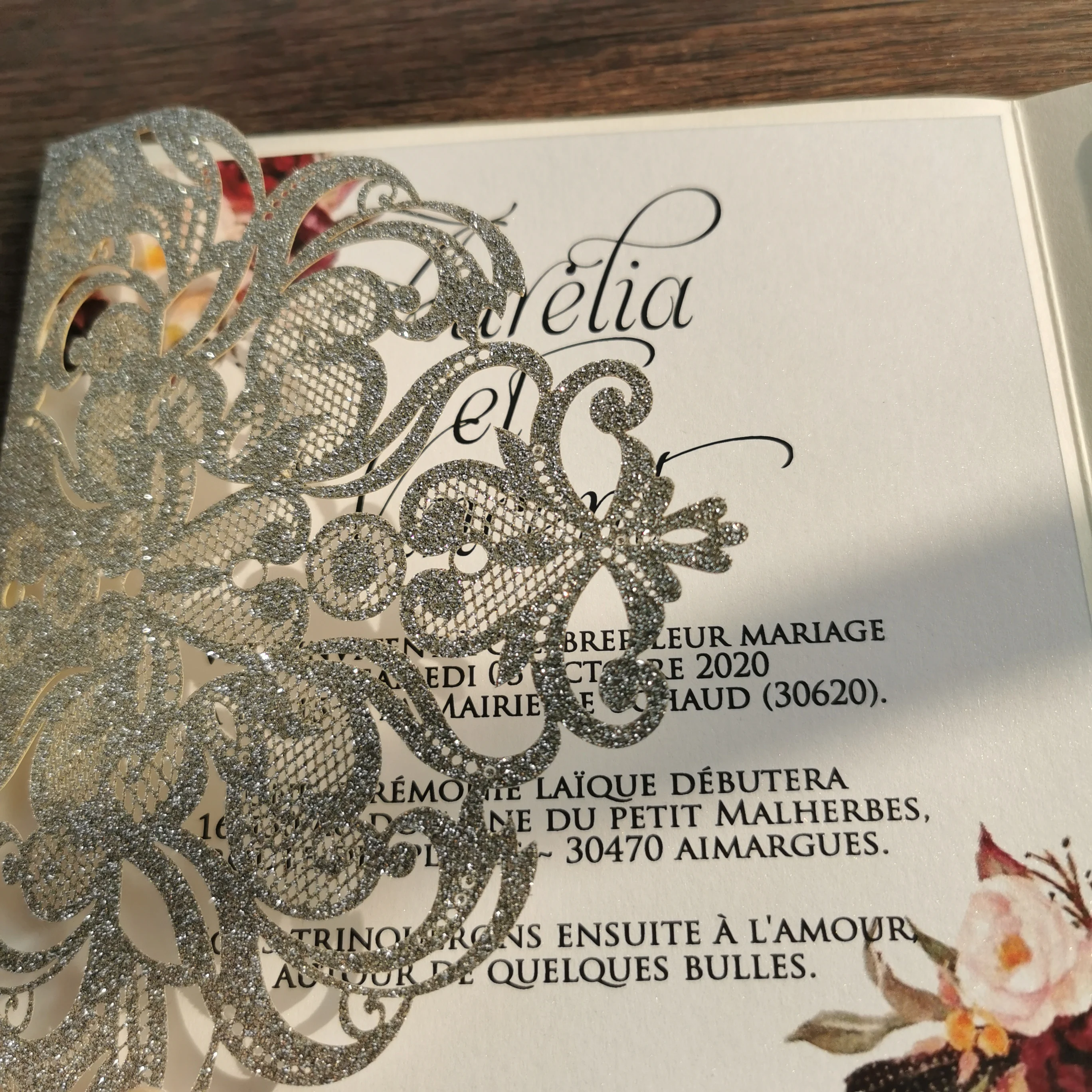 Набор карманных карт серебристого цвета с лазерной резкой и блестками 30 шт.