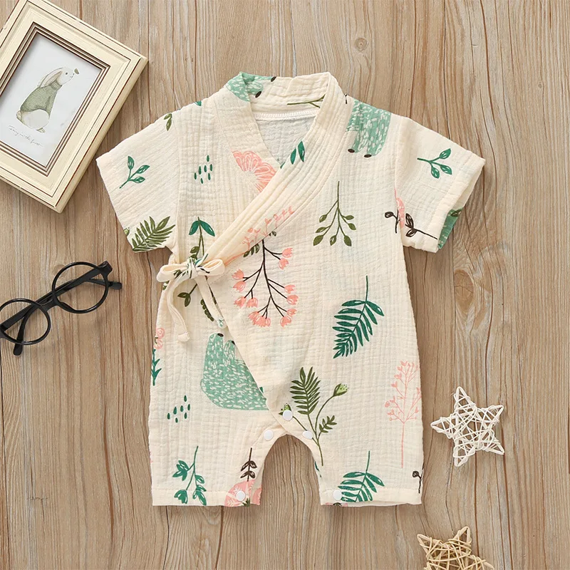 

Infant Jumpsuit Summer Men's And Women's Baby Short-Sleeved Kimono Soft And Comfortable Printed Baby Romper One-Pieces Bodysuits
