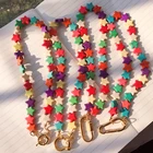 Женское модное короткое ожерелье с подвеской в богемном стиле, цветное уникальное ожерелье из натурального камня, форма пентаграммы Радужное колье