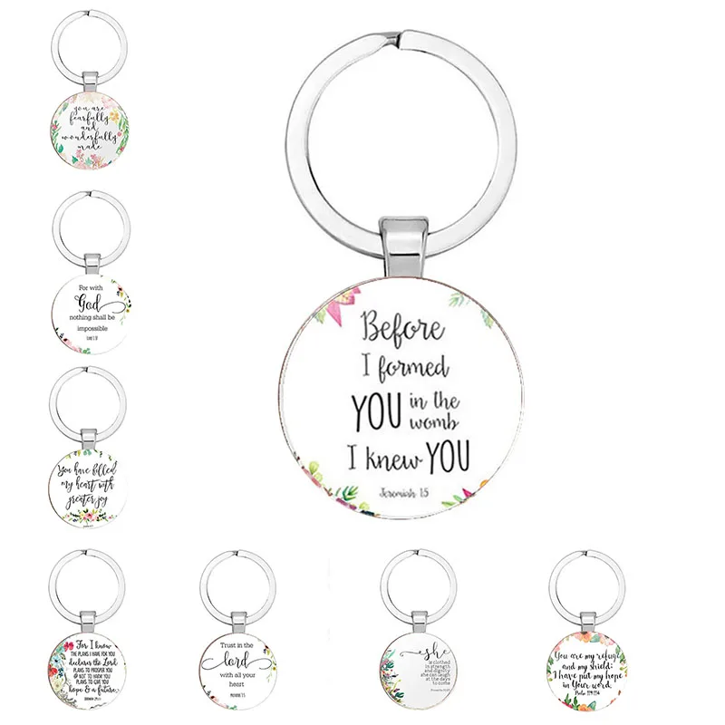 God Is In Her. She Will Not Fall (Psalm 46:5) Bible Quotes Faith Keychain Keyring Bible Verse Keychain Christian Party Fashion G