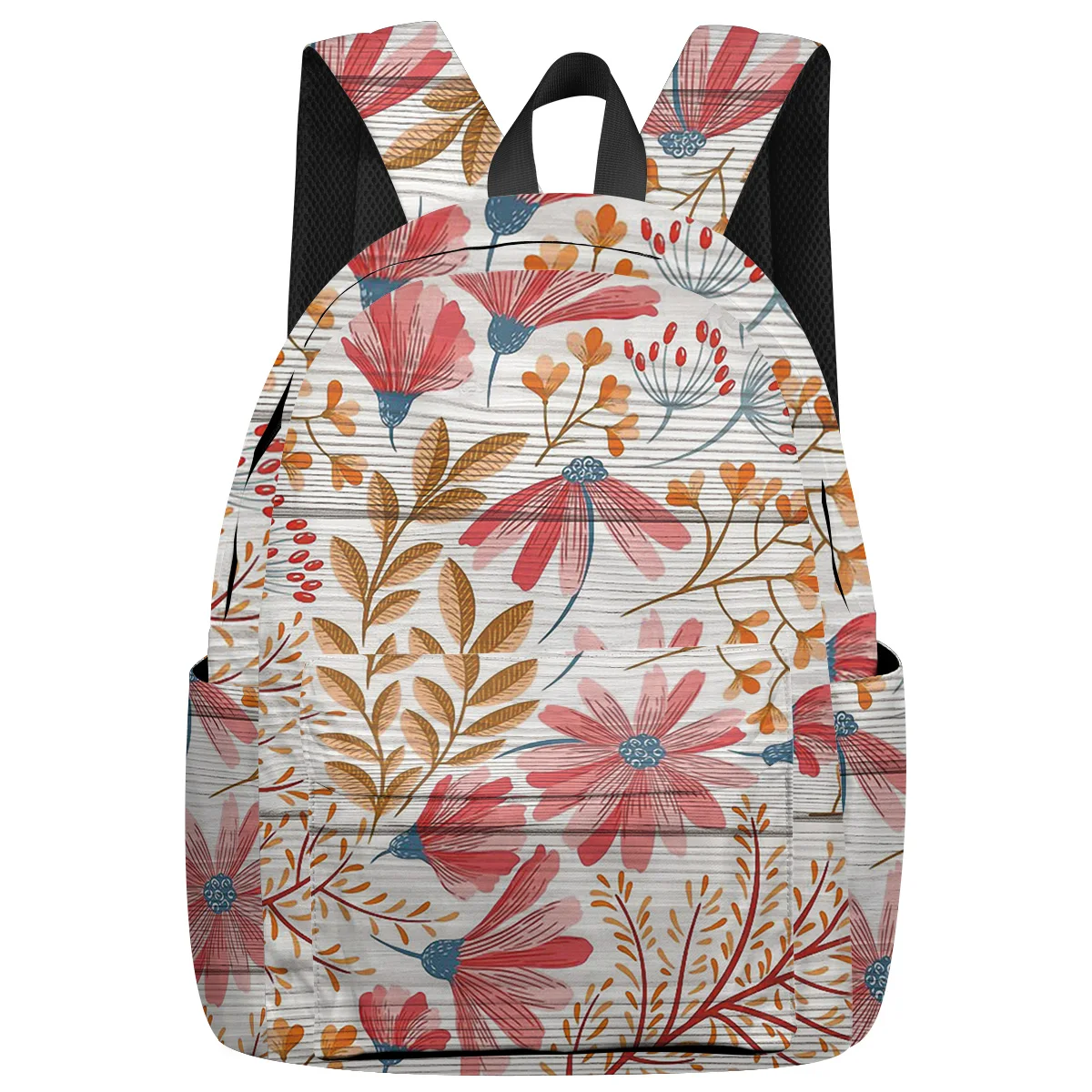 Винтажный деревянный задний фон рюкзак с красными цветами держатель для ключей