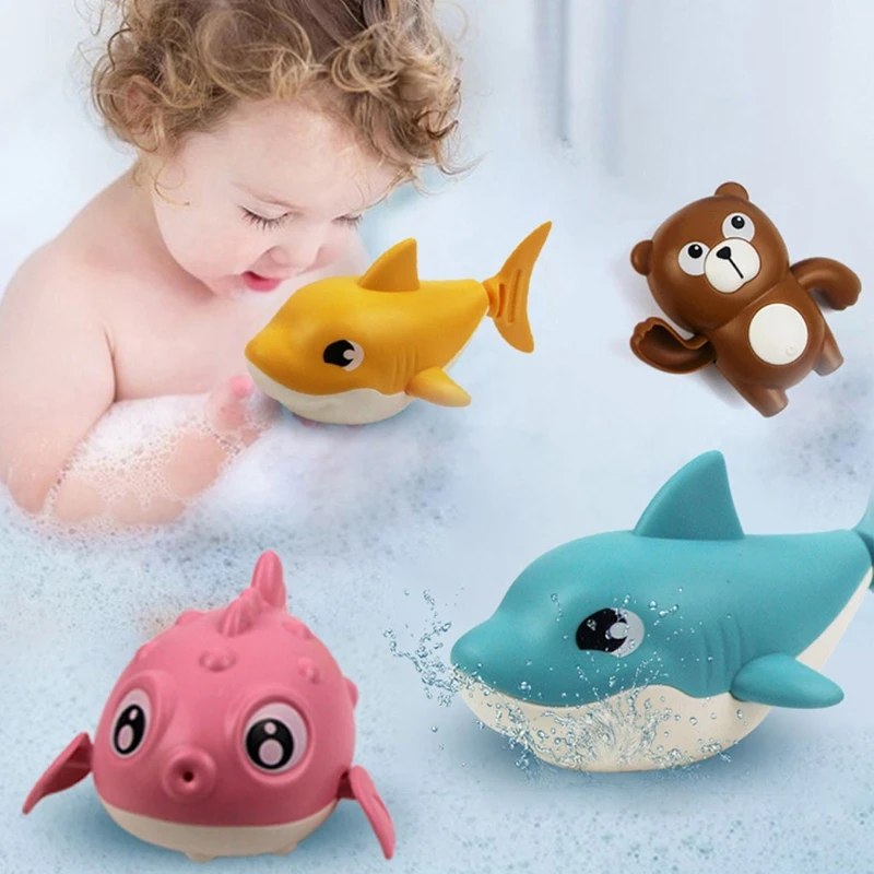 

2022 New BPA-Free Bathtub Toy Outdoor Water Playing Swim Sea Animal Mini Cartoon Model Educational Clockwork Bath Toy for Baby