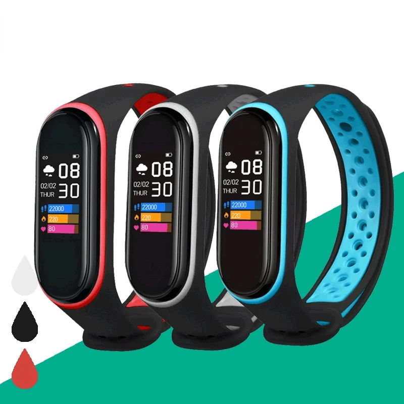 

New color screen smart bracelet, pedometer, heart rate, sleep health monitoring, mi band m6 sports bracelet