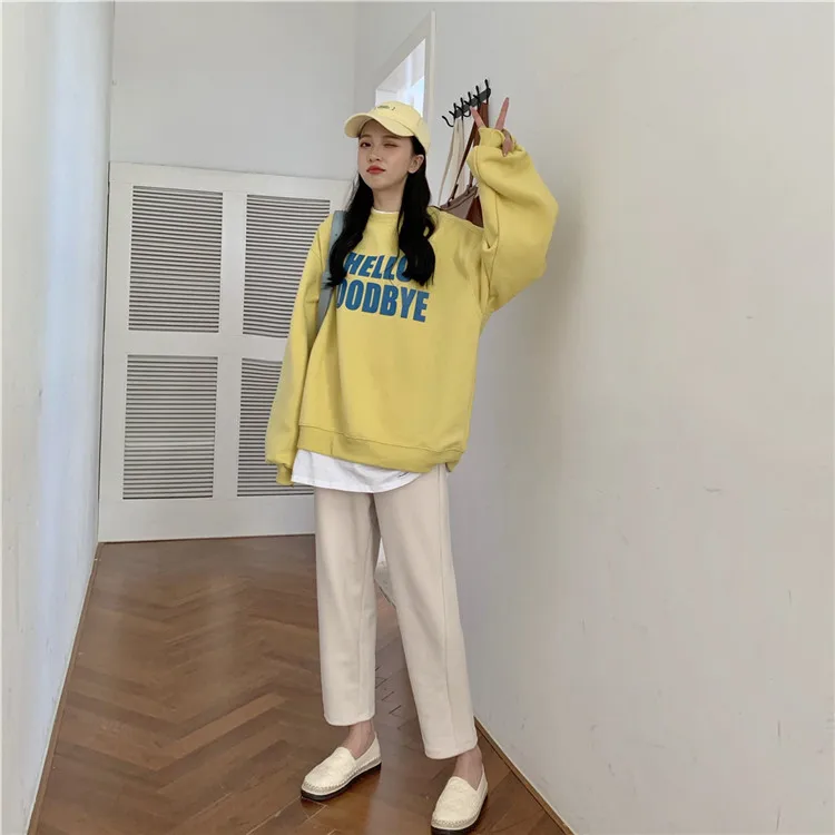 XZ955 2021 new high waist slimming thick corduroy nine points casual granny pants women's straight leg pants