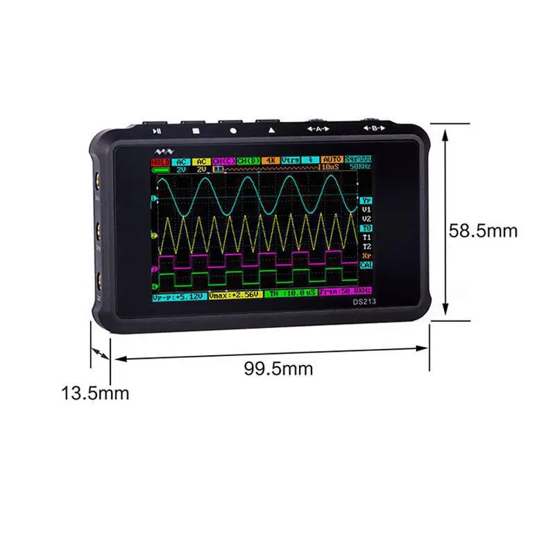 DS213 Мини цифровой осциллограф Портативный ЖК дисплей 4 канала 15 МГц 100 мс/с USB