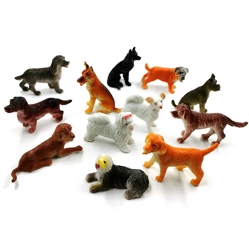 12 pcs Dog- b Мини Китайский Зодиак Дракон Обезьяна лошадь кошка собака овца курица утка модель животного на ферме фигурка Горячая набор игрушка для детей подарок - Цвет: 12 pcs Dog- b