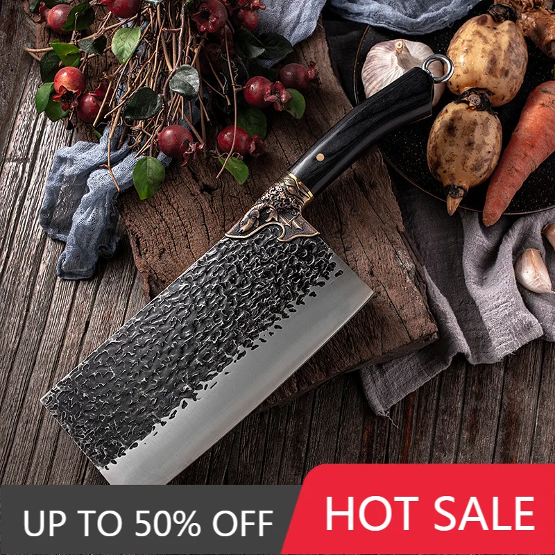 

Нож мясника ручной работы, поварской кухонный резец из высокоуглеродистой стали, Кливер, нарезка, Подарочный Чехол для ножа