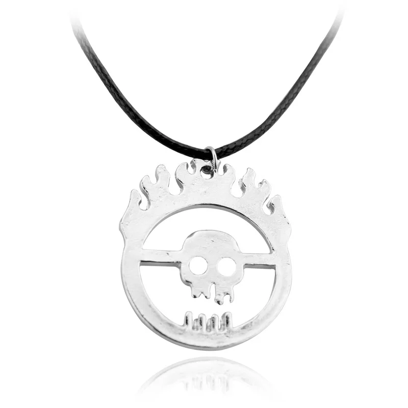 

Movie Jewelry Vintage Joe Burning Skull Round Pendant Charm Necklaces For Men Jewlery