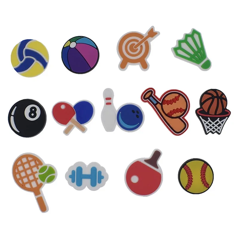 

1pcs Sport Basketball Football Volleyball Shoe Charms for Clogs Sandals PVC Different Shoes Accessories DIY Unisex Party Gifts
