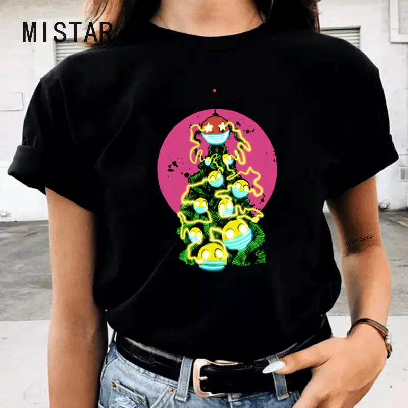 

Забавная женская футболка с принтом рождественской елки в стиле Харадзюку, модные топы, рубашка Y2k, футболки с коротким рукавом, женская оде...