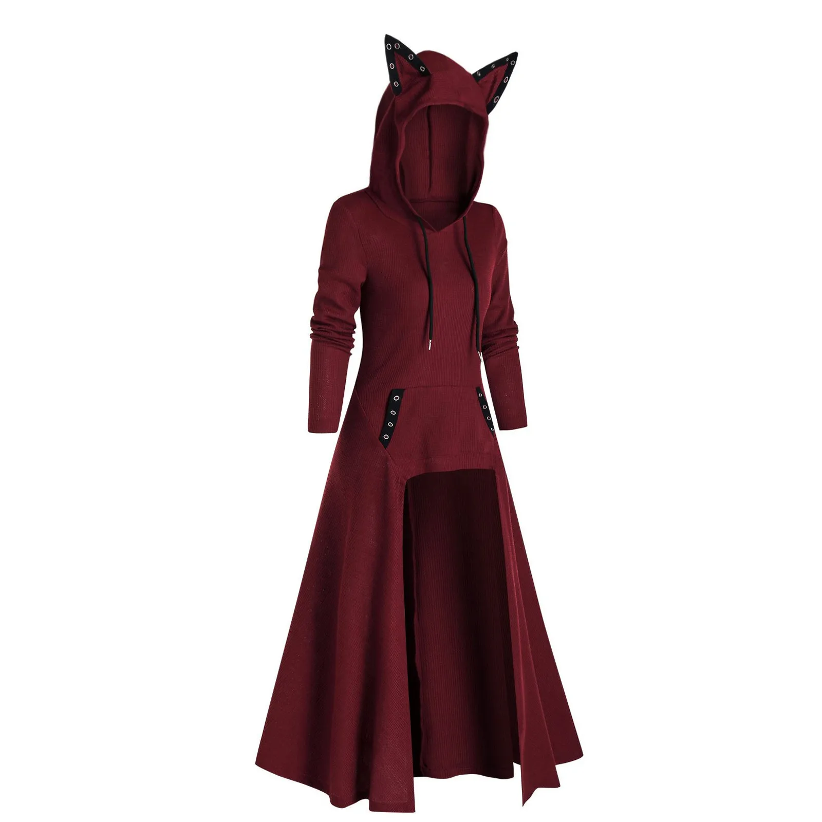 

Sweatshirt Women Gothic Punk Black Long Women Hoodies Sweatshirt 2020 Autumn Loose Coat Hooded Sweatshirt Cat Ears Vintage Cloak