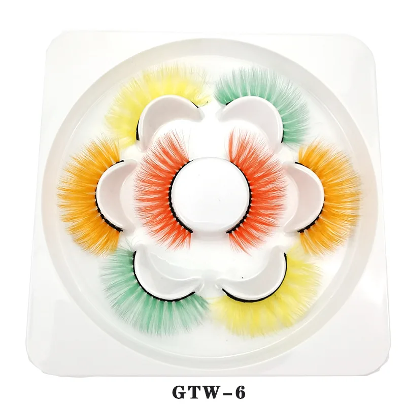 

Набор цветных ресниц 4 пары, 3D имитация норковых накладных ресниц, сценический макияж, Мягкие Длинные Накладные ресницы в форме цветка