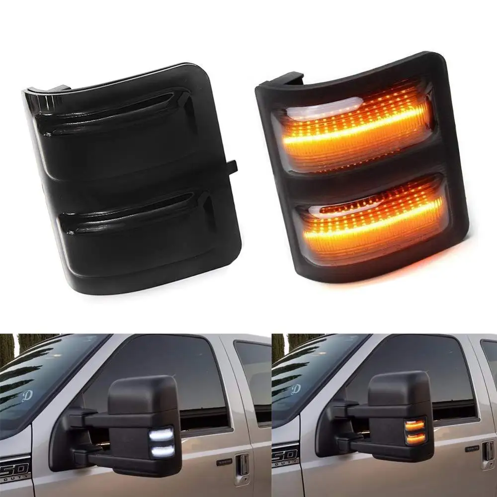 

Светодиодный боковое зеркало Габаритные фары для 2008-2016 Ford F250 F350 F450 Super Duty белый парковка Янтарный указатель поворота светильник