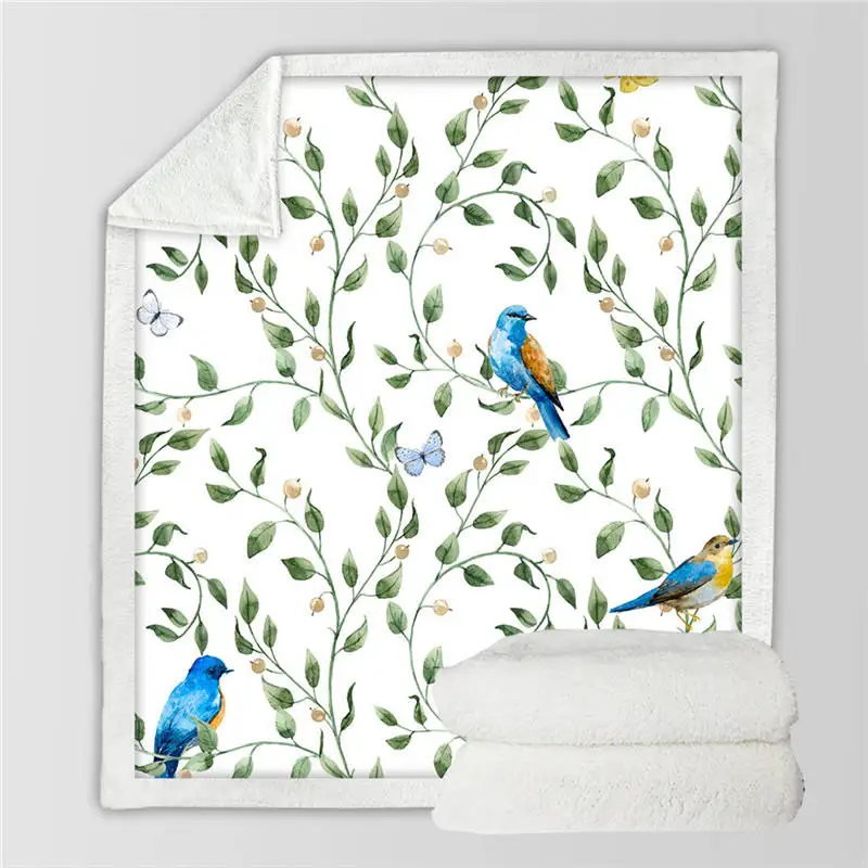 2 Постельные принадлежности Outlet Macaw арт пледы одеяло птица Morning Glories постельное белье Шерпа флис плюшевые, кровати диван одеяло 130x150 manta - Цвет: 2