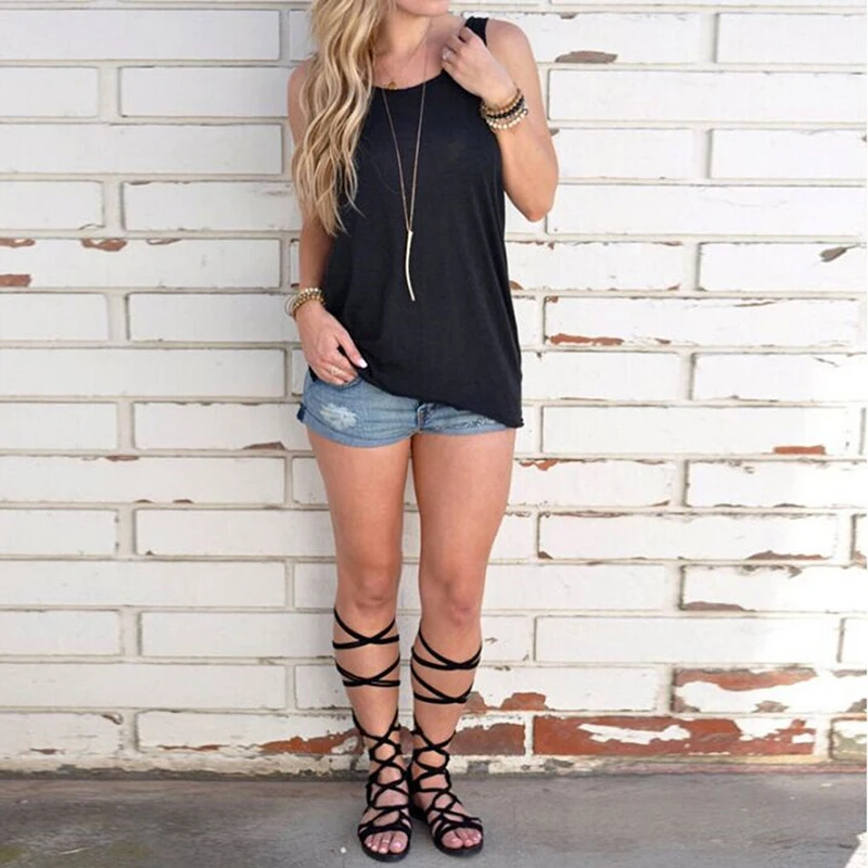 

Bigsweety Summer Sexy Solid Tee Shirt Women T-shirt Summer Sleeveless Loose Style Female Backless Tees Tops O-Neck T-shirt Femme