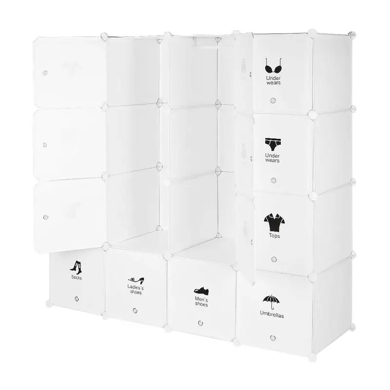 

Прозрачный пластиковый шкаф с 16 ячейками, шкаф для хранения одежды, мебели для спальни, комбинированный органайзер для обуви, одежды, HWC